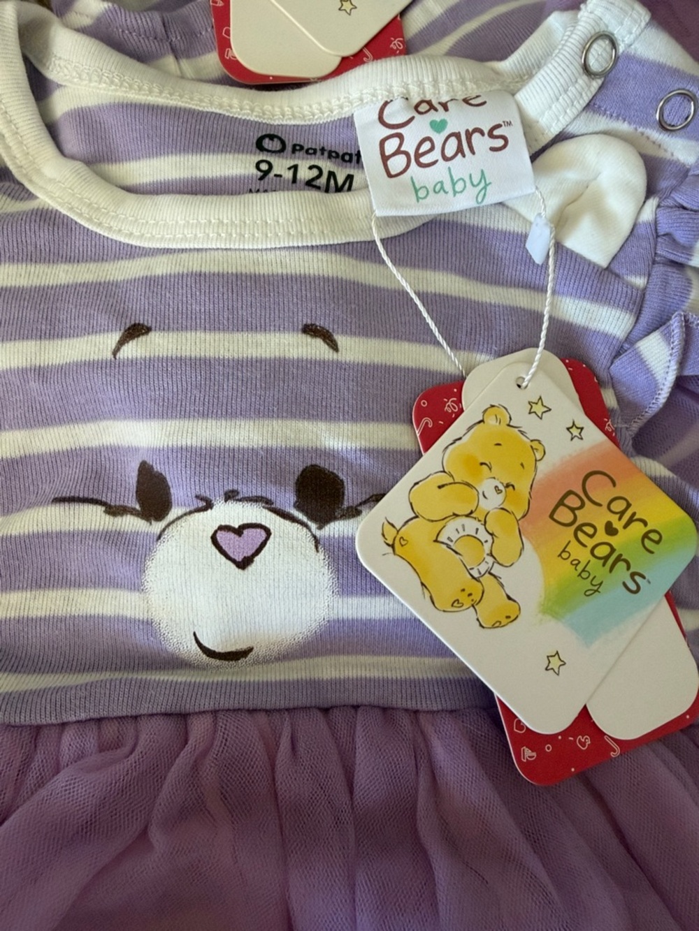 Care Bears Baby Girl Purple Striped Tutu Romper 6-9 / 9-12 months - Picture 3 of 4